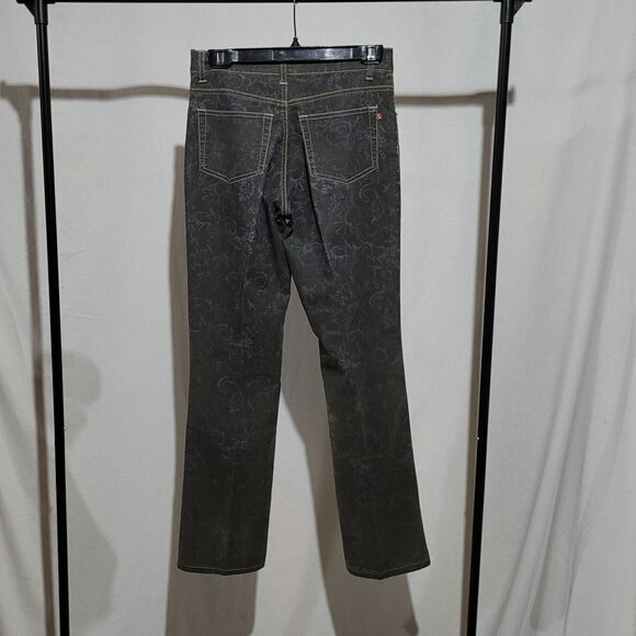 Lois jeans black stretch denim pants paisley grey brown pattern boho high rise - Picture 2 of 12